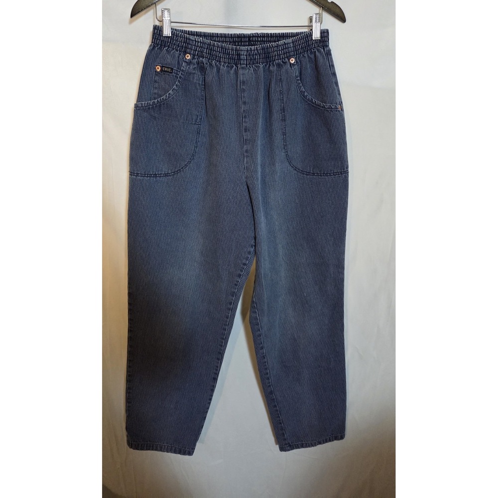 Vtg. Chic , Striped Navy Blue Elastic Waist Women 28 Waist